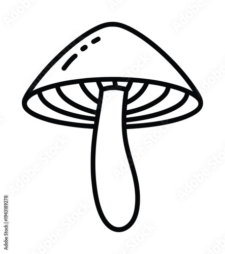 Simple Mushroom Line Art Vector Illustration