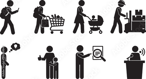 set of people doing various activities