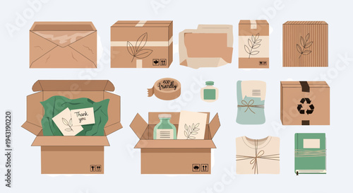 Sustainable Packaging And Eco Friendly Shipping Concept Illustration