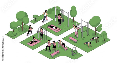 People Exercising in Park Areas.