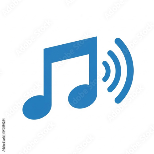 Blue Music Note Icon Sound Symbol.