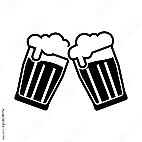 Minimal Beer Cheers Icon – Clinking Beer Glasses Celebration Symbol