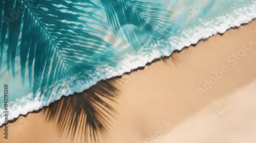 Wallpaper Mural Video A palm tree casts its long shadow on the sandy beach, ideal for using as a background or adding context to your design Torontodigital.ca