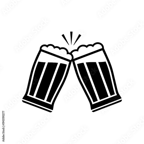 Realistic Beer Mug Cheers – Clinking Beer Glasses Vector Illustration