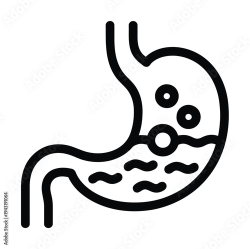 Stomach Icon Simple Line Art Vector Illustration