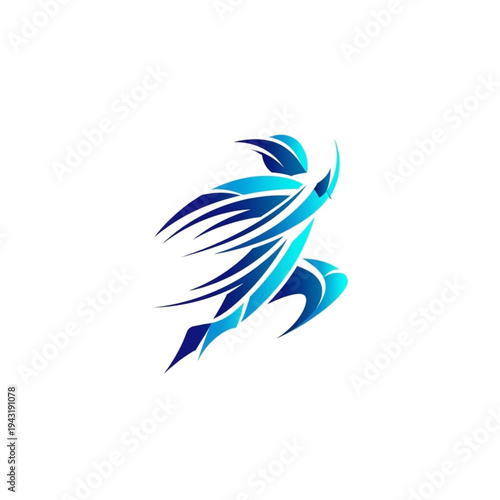 Abstract Blue Bird Logo Design Element.