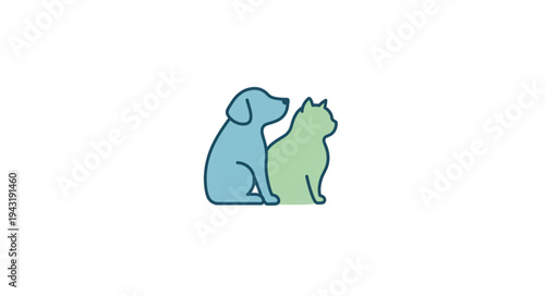 Dog and Cat Illustration Side by Side.