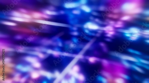 Abstract Blurry Neon Lights Streaking Through Darkness.