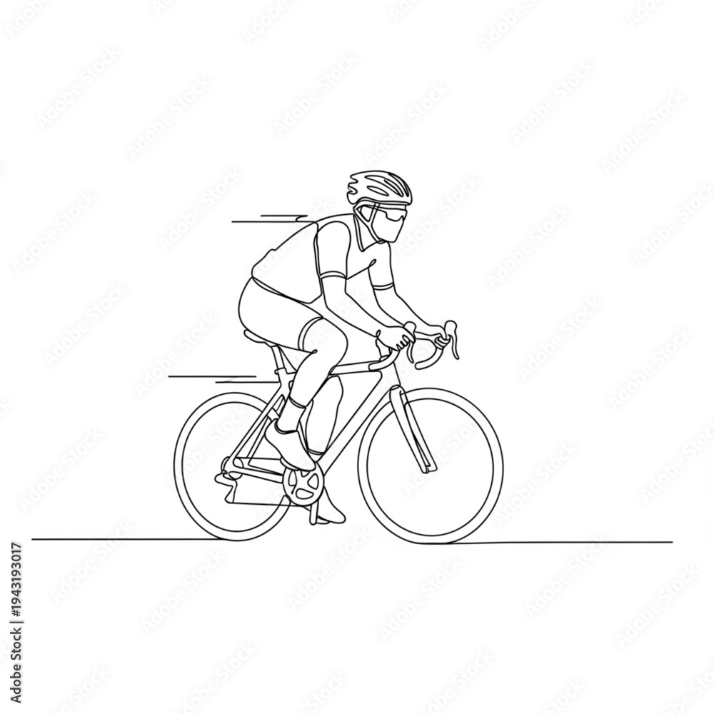 Naklejka premium Cyclist Riding Mountain Bike Downhill.