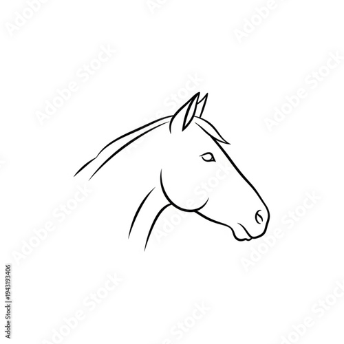 Line Drawing of Horse Head Profile.