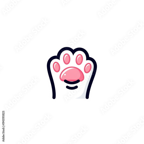 Cartoon Cat Paw Print with Pink Pads.
