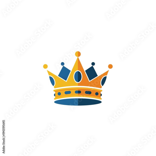 Golden Crown Icon with Blue Details.