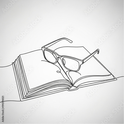Glasses Resting on Open Book Pages.