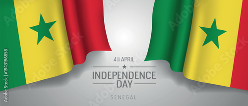 Senegal happy independence day greeting card, banner with template text vector illustration