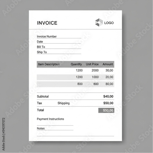 Invoice Document with Apple Logo and Details.