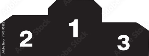 Winners podium silhouette vector illustration with numbers for ranking results line art