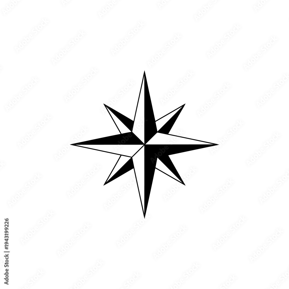 Fototapeta premium Black and white star icon isolated on white background for design elements