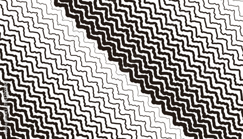 Abstract Diagonal Wavy Zigzag Pattern Black and White Seamless Geometric Vector Background. Easily resized and recoloured at your discretion. EPS10