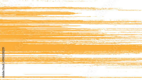 Orange digital glitch effect on white background  distorted lines and pixels