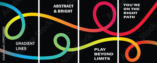 Vibrant gradient lines silhouette art with inspirational quotes