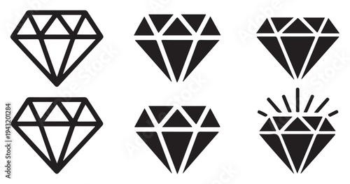 Simple diamond facet outline icons for minimalist design. vector illustration eps 10