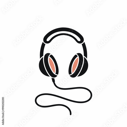 Black headphones with pink ear cushions and a coiled cord 1