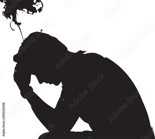 Silhouette of a person in despair with smoke rising