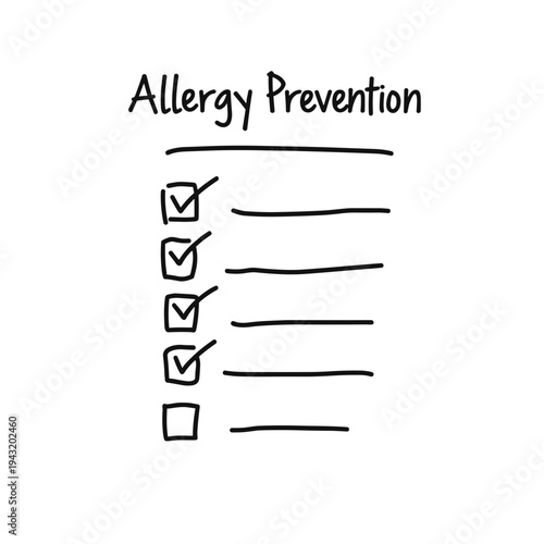 Allergy prevention checklist with check marks on white background  