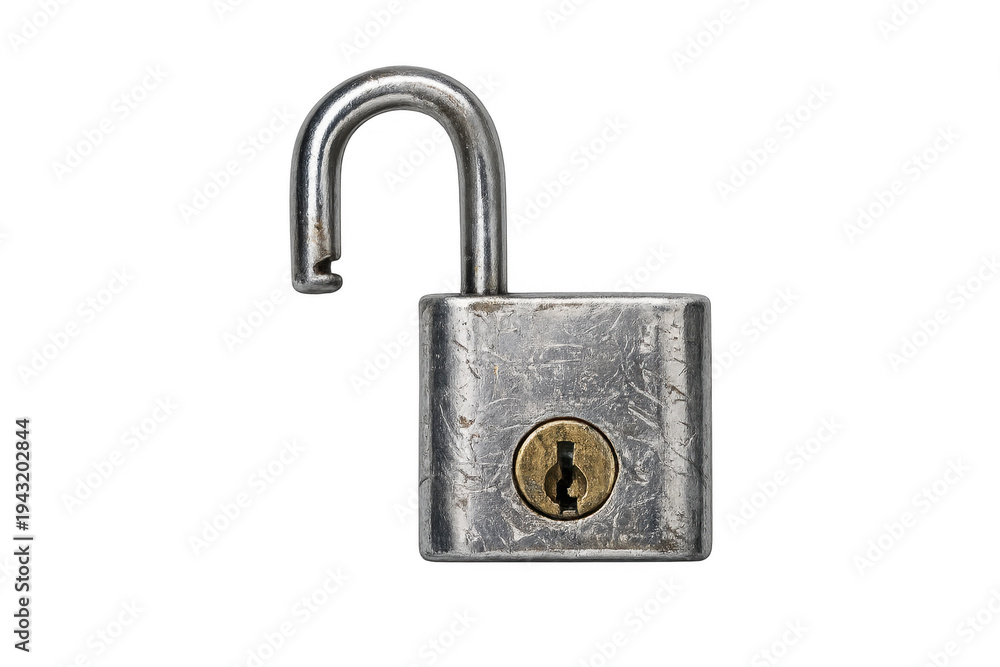 Naklejka premium Unlocking security and accessibility with open metal padlock