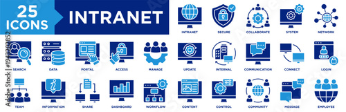 Intranet Icon Set Collection. Icon Pack Contain Network, Portal, Access, Internal, Community, Connect, Collaborate, Communication, Team, Information