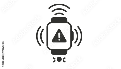 Smartwatch warning icon vector illustration with alert signal
