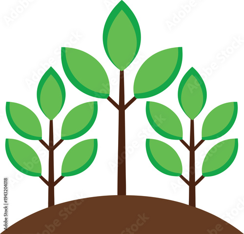 Environmental growth and reforestation concept with green saplings