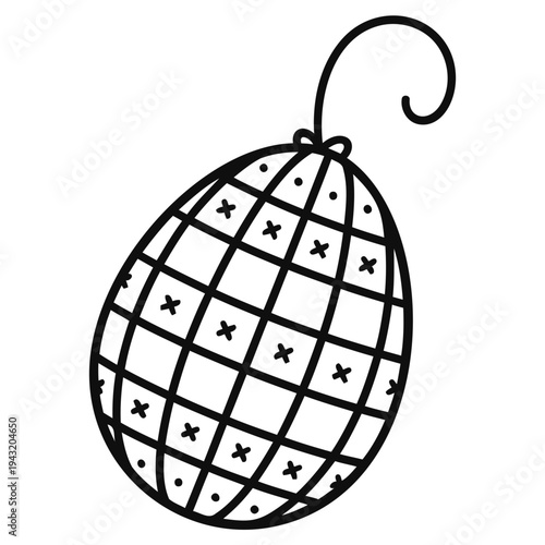 Easter Egg Ornament Line Art Illustration Vector for Coloring
