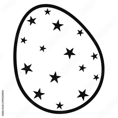 Easter Egg with Stars Line Art Illustration for Coloring