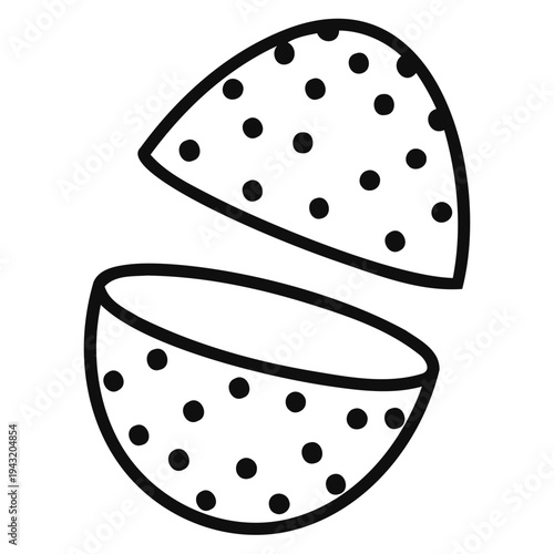 Polka Dot Easter Egg Split in Half Line Art Illustration