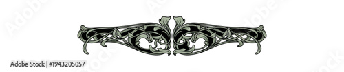 Abstract symmetrical ornate design on black background decorative element