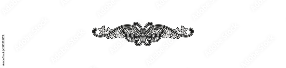 Fototapeta premium Ornamental floral design on black background decorative element