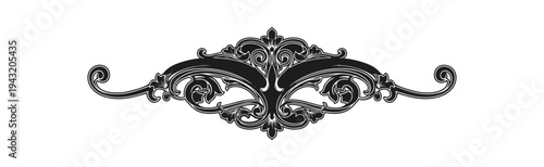 Ornamental design element with intricate details symmetrical shape classic style black background