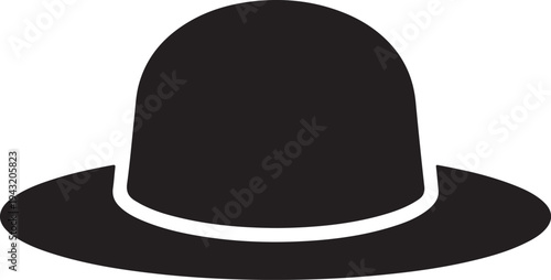 Simple gray fedora hat icon with white outline on transparent background for design use