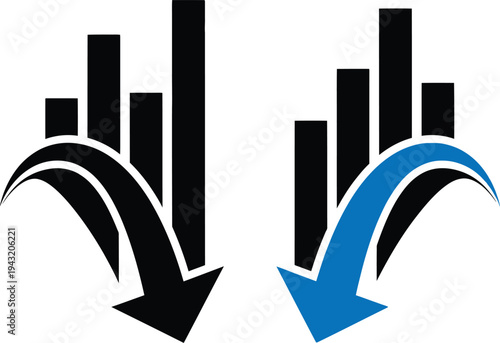 Contrasting trends with arrows and bar graphs