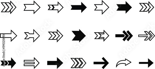 Collection of various arrow icons in different styles and directions