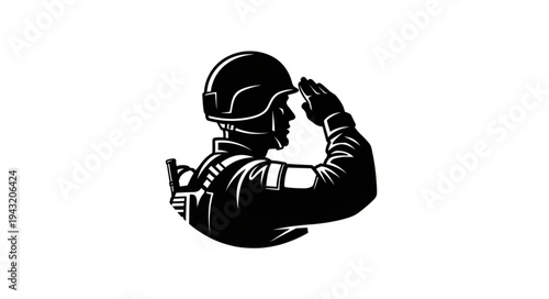 Firefighter Silhouette Illustration Profile View.