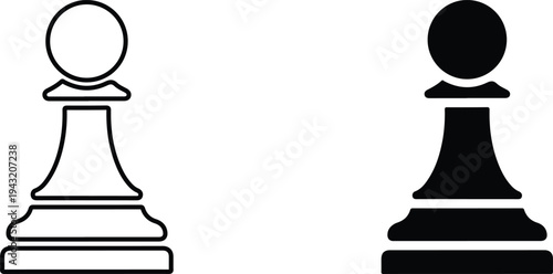 Chess pawns strategy competition black white line art minimalist
