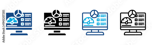 Kpi Monitoring Icon Multiple Style Vector Illustration