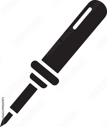 A large black marker pen with a pointed tip and rectangular body design  office supplies