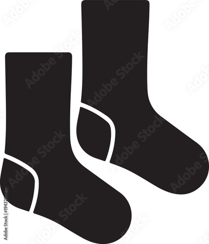 A pair of black socks on white background
