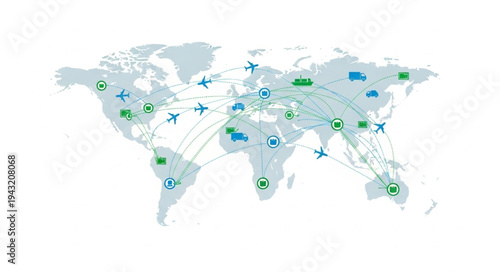 Global Network Connectivity World Map Visualization.