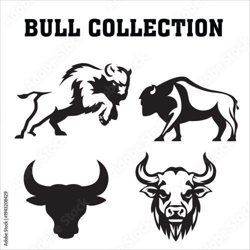 bull collection logo design template