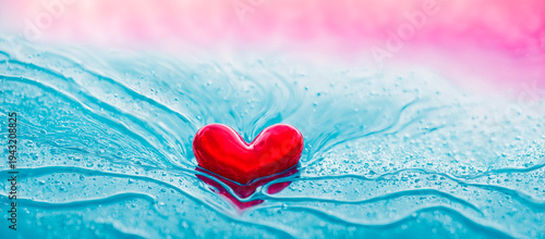 red heart floating on turqu...