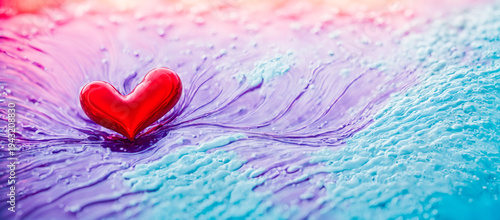 single red heart in purple ...